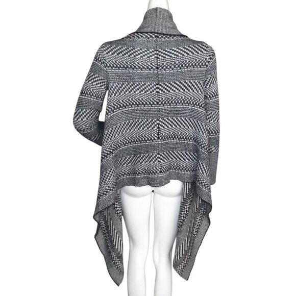 BEBE Cardigan Sweater, S, Geometric/Stripe, Open front, Asymmetric, Shawl collar - Picture 8 of 12